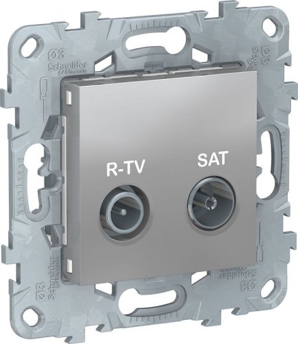 Розетка TV+R+SAT Оконечная без рамки Schneider Electric Unica New 1-м. алюминий фото Розетка TV+R+SAT Оконечная без рамки Schneider Electric Unica New 1-м. алюминий картинка